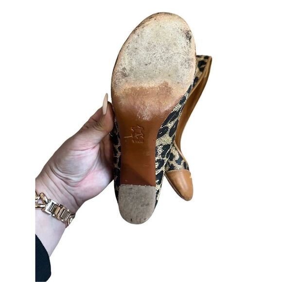 Tory Burch Canvas Animal Print Leather Pumps - Picture 11 of 14